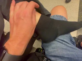 shoe fetish, sock fetish, black socks, dangling