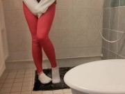 Preview 3 of I pee in my red yoga pants and white socks