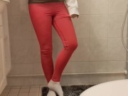 Preview 6 of I pee in my red yoga pants and white socks