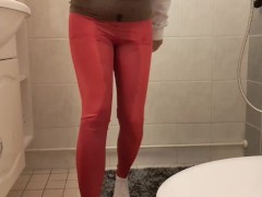 I pee in my red yoga pants and white socks
