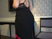 Preview 1 of my private secretary surprises the boss in the hotel room wearing a sexy lace body and pencil skirt