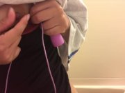 Preview 2 of A cute girl gets excited by masturbating in the shower without anyone noticing.