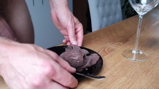 Thick Cock Serves You Chocolate Ice Cream With Freshly Whipped Cum!