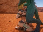 Preview 3 of Lizard with two dicks caresses a bespectacled blonde