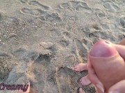 Preview 4 of Dick flash - A girl caught me jerking off in public beach and help me cum 2 - MissCreamy