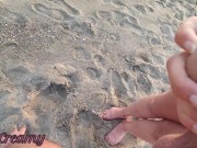 Preview 6 of Dick flash - A girl caught me jerking off in public beach and help me cum 2 - MissCreamy