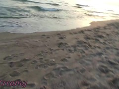 Dick flash - A girl caught me jerking off in public beach and help me cum 2 - MissCreamy