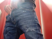 Preview 3 of Masturbation in public toilet in Dsquared2 jeans