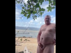 Wanking Naked on Public beach