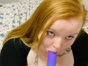 Preview 1 of Fat Girl Sucks & Gets TitFucked by Dildo