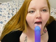 Preview 4 of Fat Girl Sucks & Gets TitFucked by Dildo