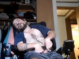 orgasm, disabled man, brunette, big cock