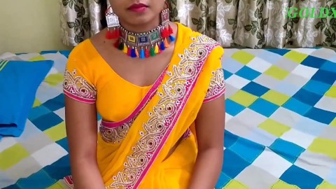 Yellow saree blouse petticoat maza aa gaya komal mam