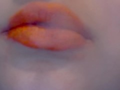 Orange Lips smoke with Latex Glove