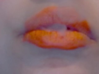 Orange Lips Smoke with Latex Glove