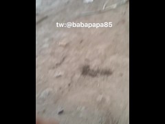 【巴巴爸爸】丑伪娘白丝袜黄色小跟鞋连衣裙真空公路边和工地露出