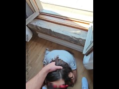 Horny MILF Teacher gives Blowjob to her student's Dad on a field trip