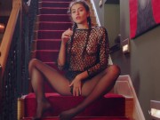 Preview 3 of WOWGIRLS Breathtaking girl Alissa Foxy masturbating on the stairs in this hot solo video