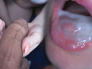 Slobbery Blowjob Close-up from an Excellent Student with Glasses