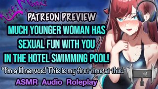 (Patreon preview) ASMR - Jongere vrouw zuigt en neukt je onder water in een zwembad! Hentai Audio rollenspel