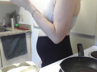 cooking, bloated belly, homemaker, food fetish