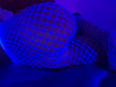 Sexy af legs in white fishnets shows off her godess body