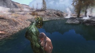 Sexy girl fucks a filthy, fish-smelling Argonian harbour boy