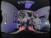 Preview 1 of VRB Gay fuck in tattoo shop with Zak Bishop in VR Porn