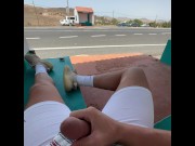 Preview 4 of jerking at busstop with cars driving by and caught when cumming