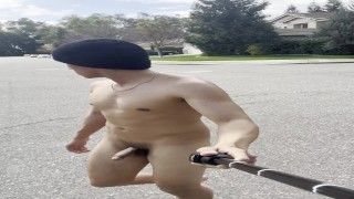 A College Student Is Fully Naked While Crossing The Street