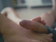Preview 5 of She makes him hard with her feet & stroke it with 2 hands until he splashes cum on her sole