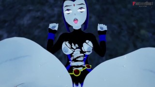 Raven foda pública | Titãs jovens | Hentai do universo DC