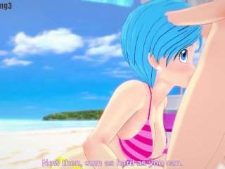 big ass, anime, blue, beach