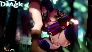 Сёгун Райдэн Баал делает Эфиру минет в лесу Инадзума Genshin Impact 3D Секс Анимация