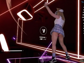 Beat Saber VR play 🔥 with vibrator in pussy. Baddest - KDA. Hard level.