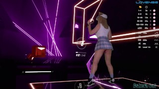 Beat Saber VR play 🔥 met vibrator in poesje. Baddest - KDA. Hard level.