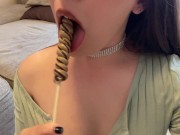 Preview 1 of I wanted a lollipop, I got a dick! Big cumshot in mouth!