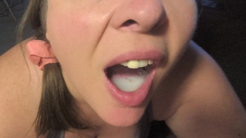 Amateur, homemade, passionate blowjob with a mouthful of cum