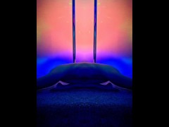 Sexy young hott blonde naked pole dancing wet