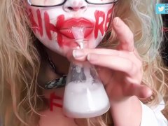 Halloweek 2018 Oral PMV Deepthoat Messy Cosplay with the Mad Scientist and Harley Quinn
