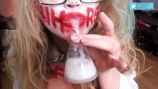 Oral PMV Deepthoat Messy Cosplay With Harley Quinn And The Mad Scientist During Halloweek 2018