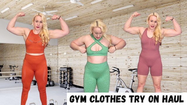 Muscle MILF gym clothes try on haul