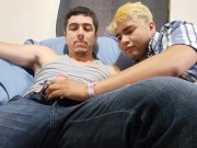Preview 2 of My stepbrother sucks and masturbates my straight cock