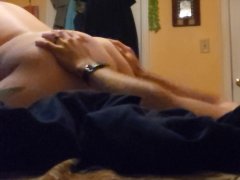 Milf sucks sits on face and rides to get cum on her big tits.