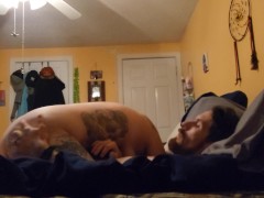 Milf sucks sits on face and rides to get cum on her big tits.