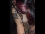 Preview 2 of Tattooed Goth girl slides trimmed pussy on my dick