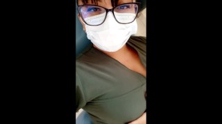 beautiful female dental doctor masturbates and performs homemade porn in her work chair