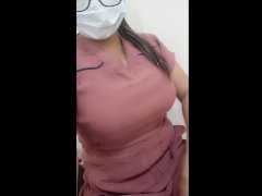 mature woman makes homemade porn at the workplace