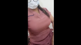 mature woman makes homemade porn at the workplace, the boss almost found her recording porn