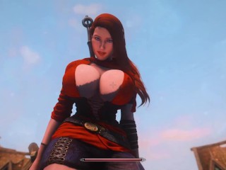 Милая рыжая растет во время объятий - Skyrim GTS